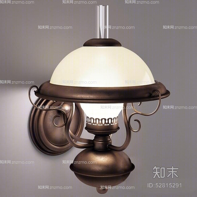 美式简约棕色铁艺壁灯3D模型下载【ID:52815291】