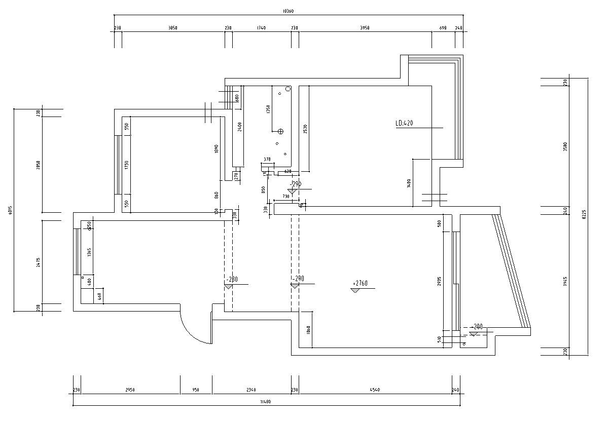 [江苏]常熟城市花园公寓室内施工图设计（附实景图）cad施工图下载【ID:160388162】