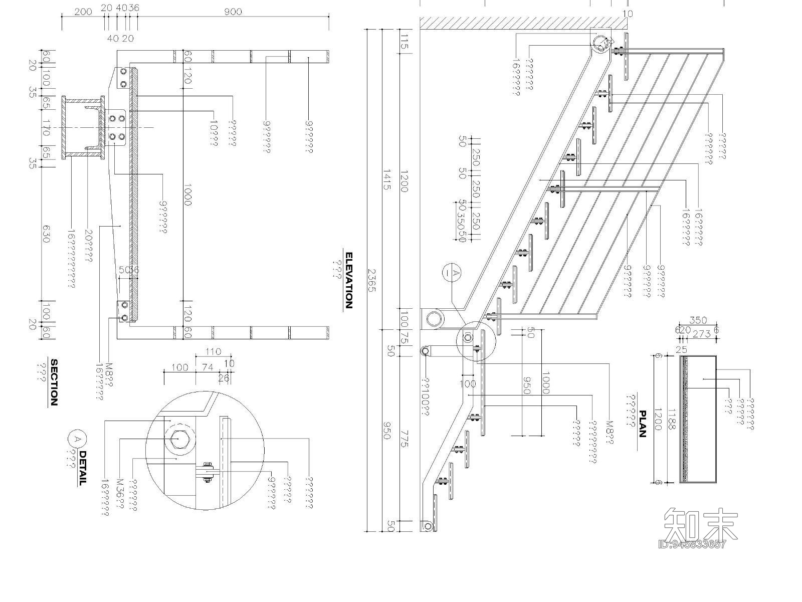 15款楼梯与栏杆详细施工图施工图下载【ID:945833657】
