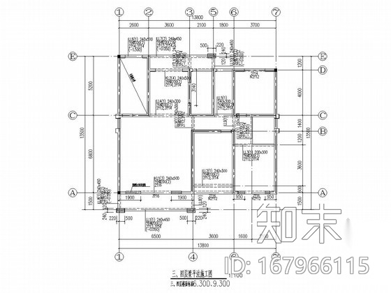 [私人住宅]四层砖混结构施工图（含建筑图）cad施工图下载【ID:167966115】