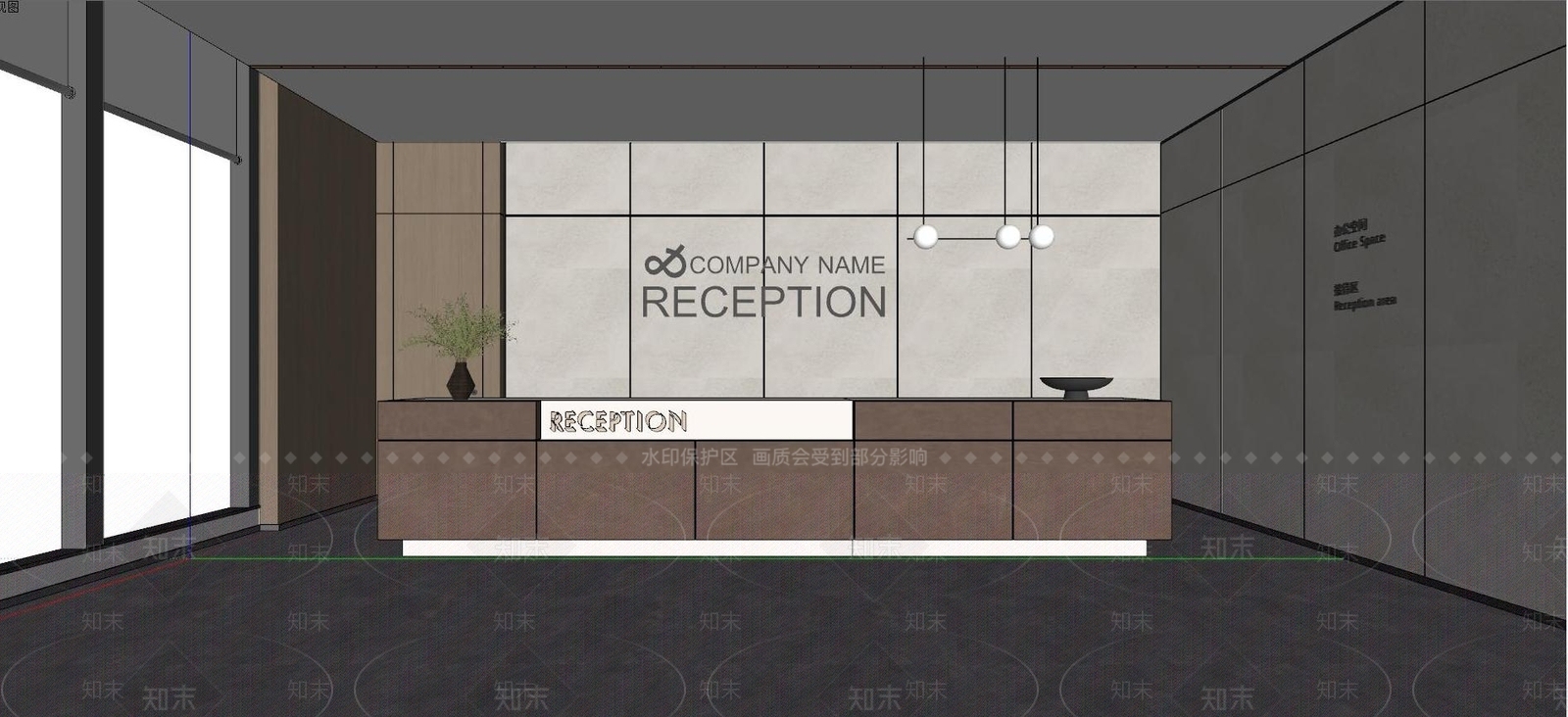 现代办公室前台SU模型下载【ID:1126567950】