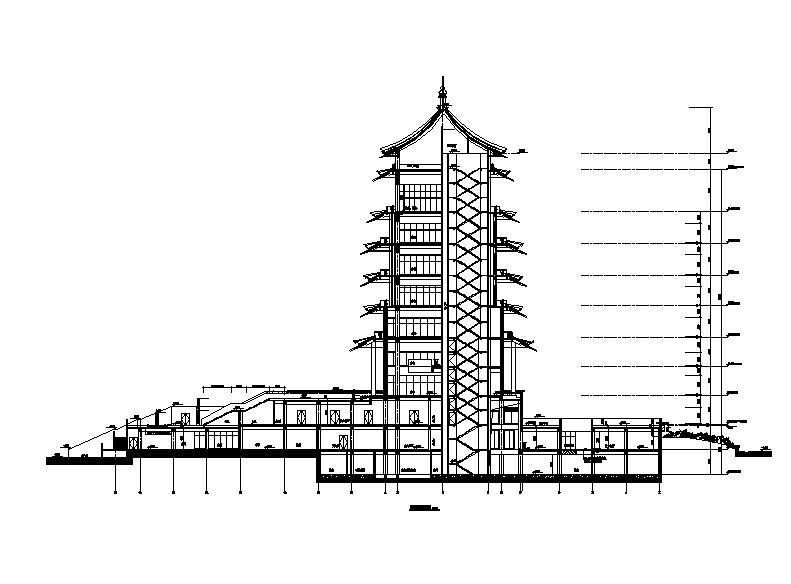 [宁夏]七层传统风格办公酒店综合体建筑施工图施工图下载【ID:149952128】