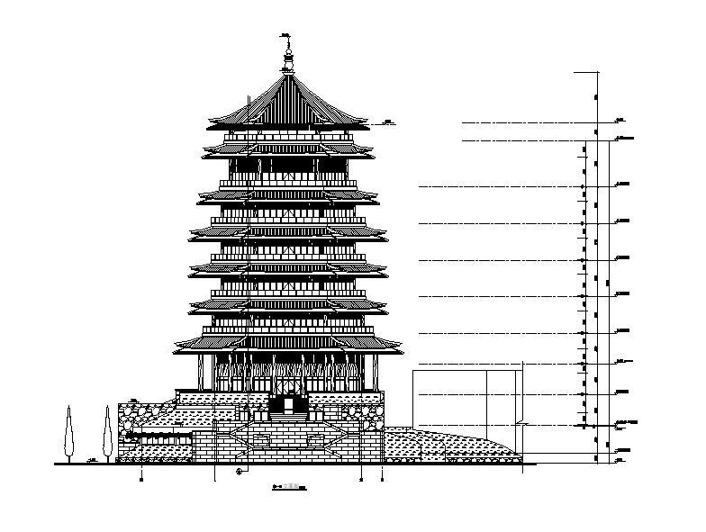 [宁夏]七层传统风格办公酒店综合体建筑施工图施工图下载【ID:149952128】