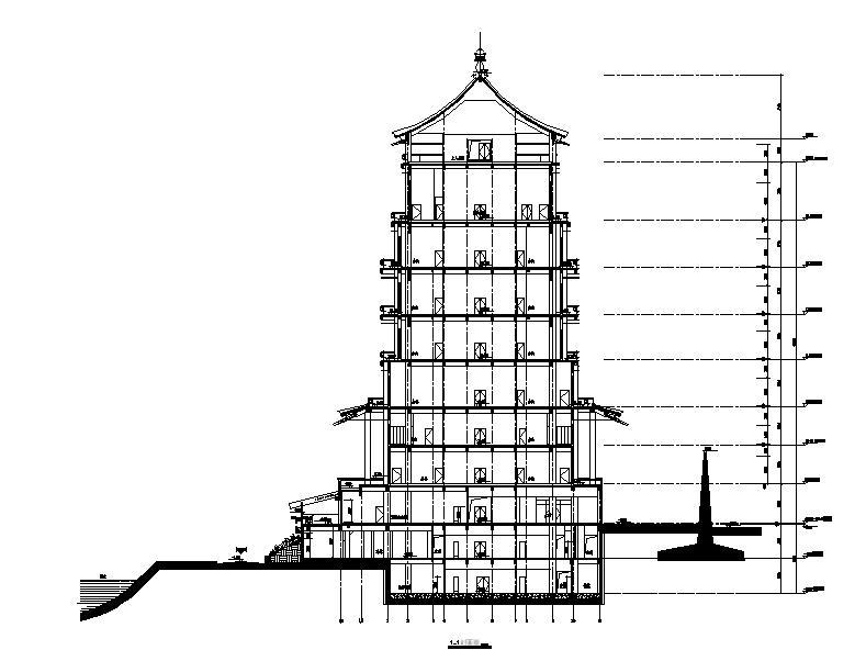 [宁夏]七层传统风格办公酒店综合体建筑施工图施工图下载【ID:149952128】