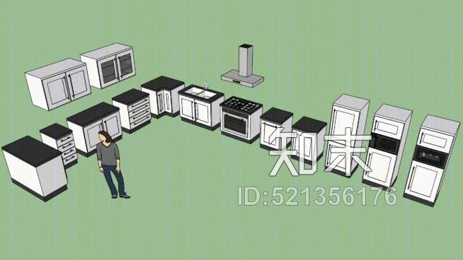 厨房积木SU模型下载【ID:521356176】