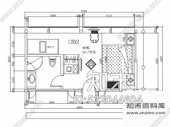 施工图云南某古建客栈标间1202装修图施工图下载【ID:532044604】
