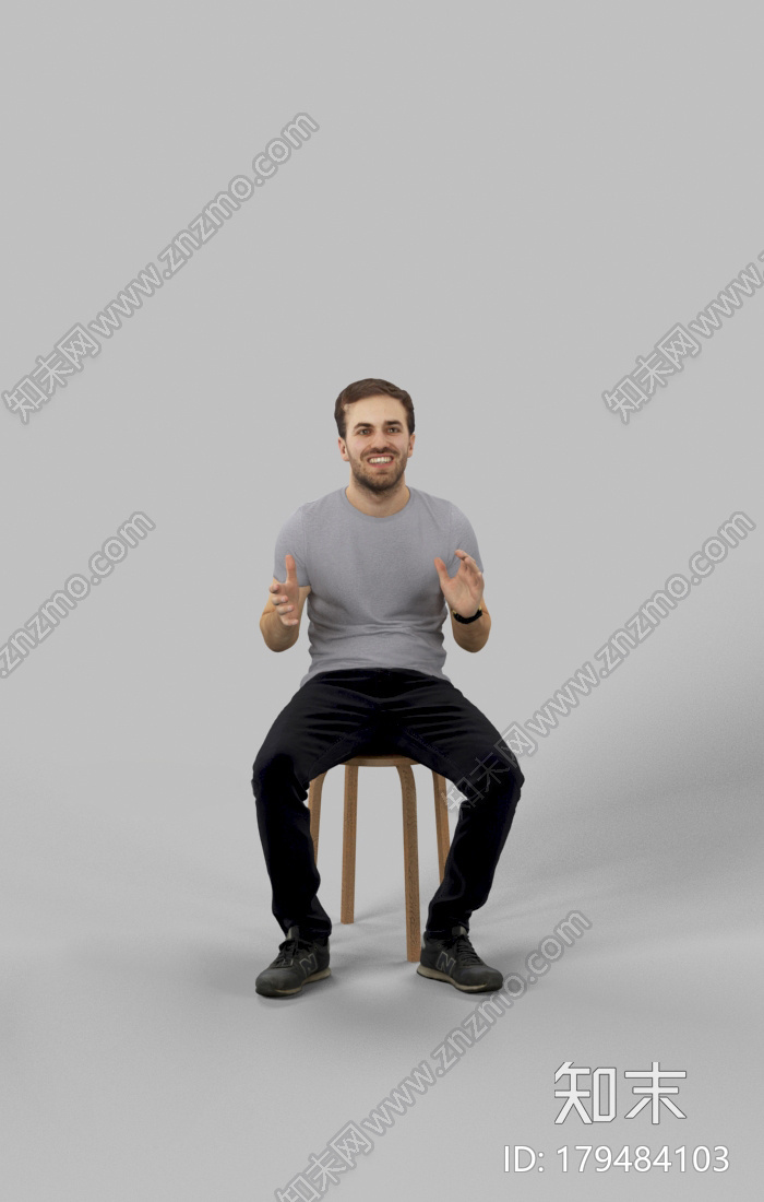 坐姿男子CG模型下载【ID:179484103】
