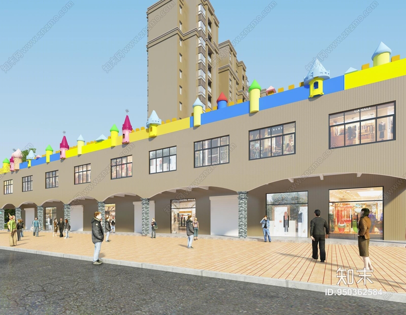 现代幼儿园门头3D模型下载【ID:950362584】