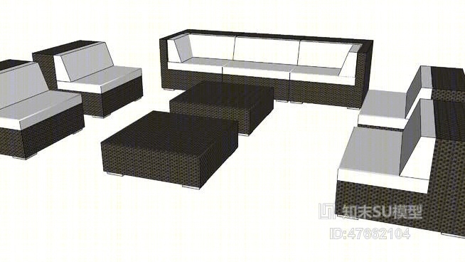 沙发茶几组合SU模型下载【ID:47662104】