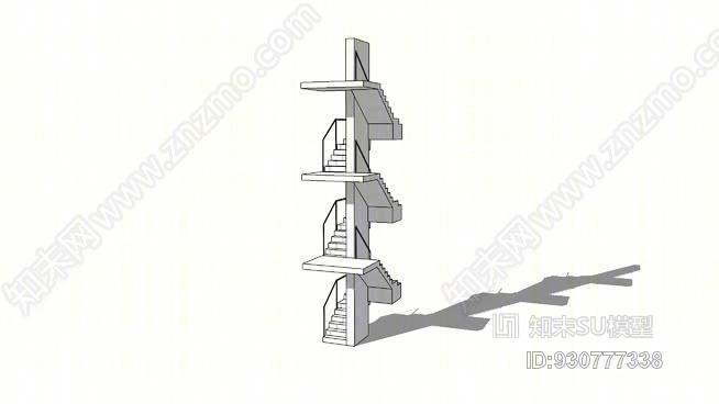 公寓或办公楼防火梯SU模型下载【ID:930777338】