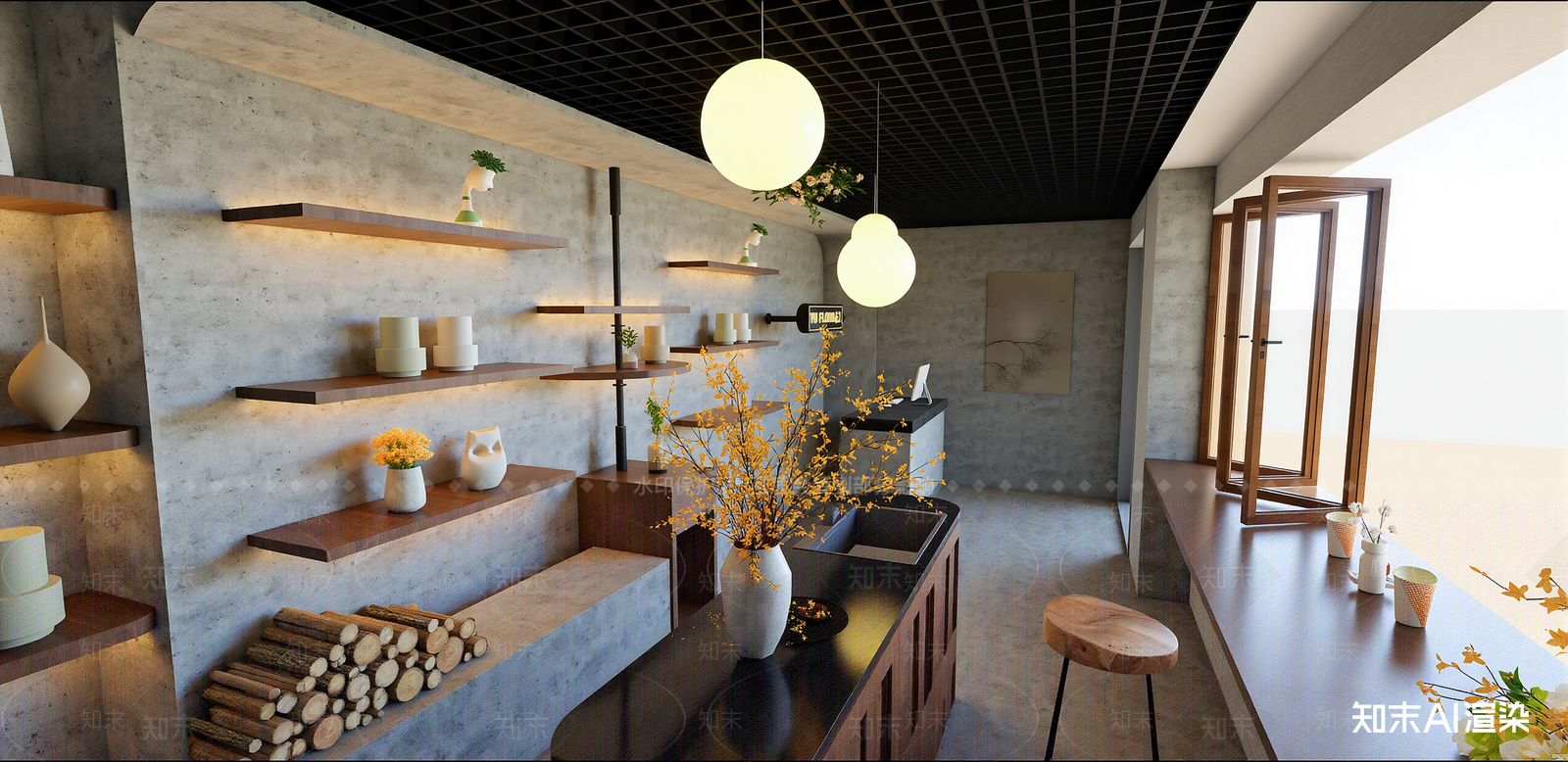 现代花店SU模型草图