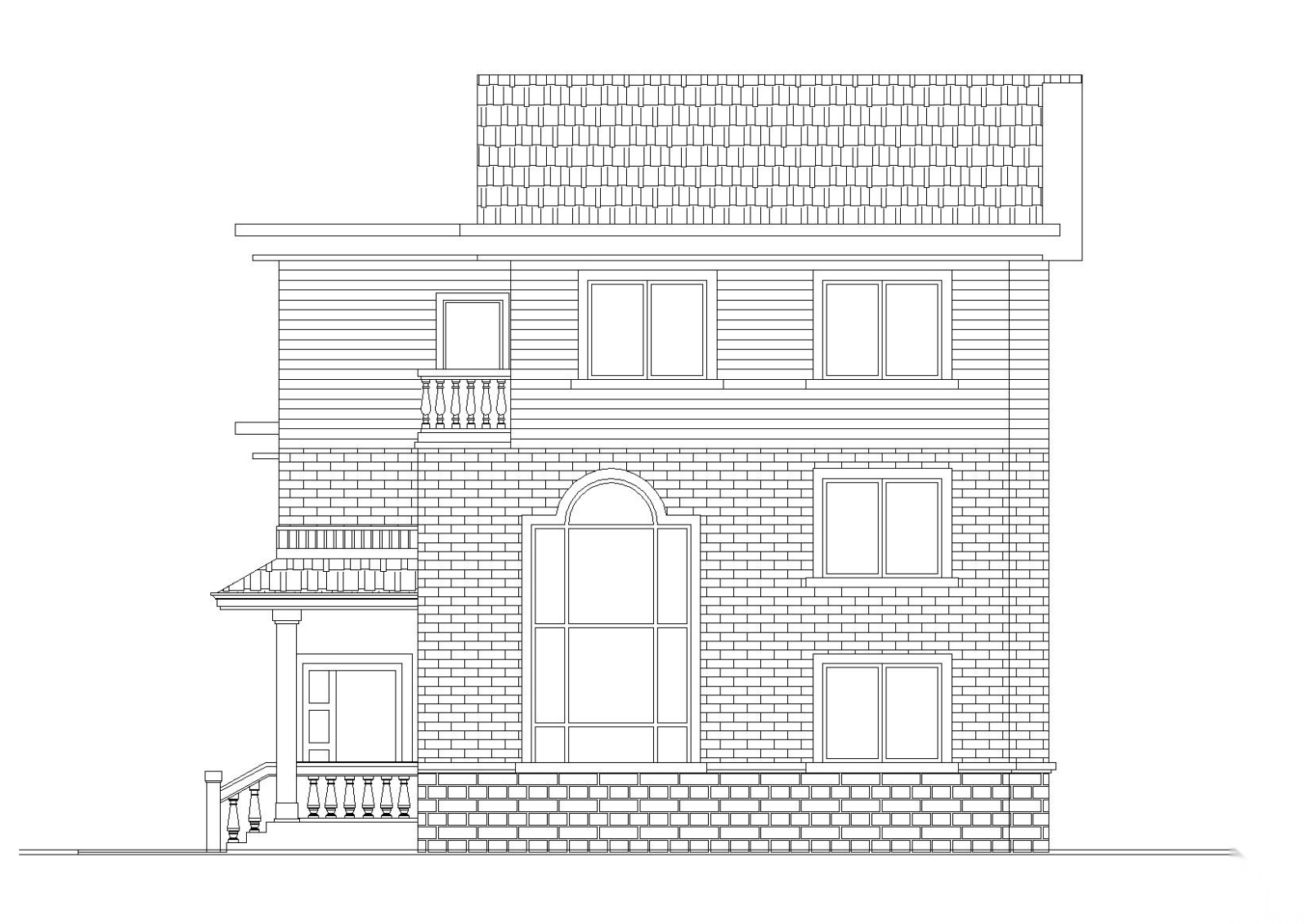 [广西]农村新型三层小康住宅建筑施工图cad施工图下载【ID:151388152】