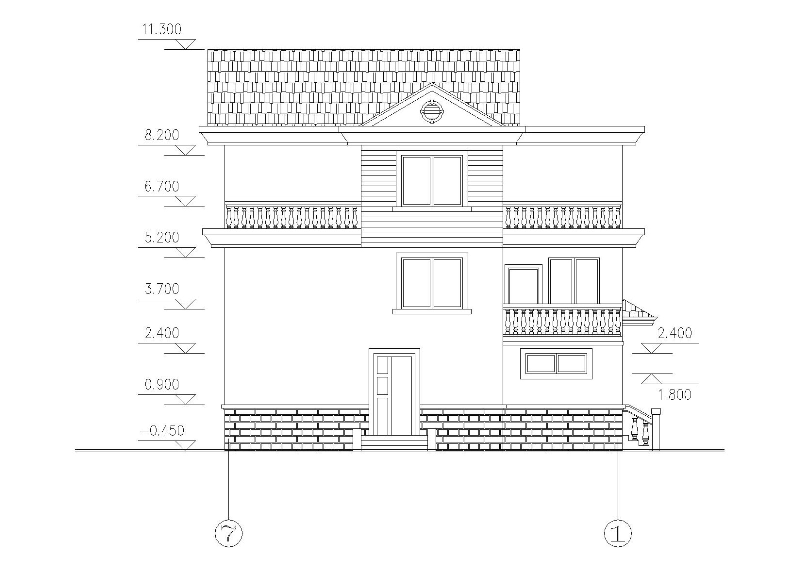 [广西]农村新型三层小康住宅建筑施工图cad施工图下载【ID:151388152】