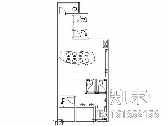 时尚会所公共卫生间室内装修图cad施工图下载【ID:161852156】