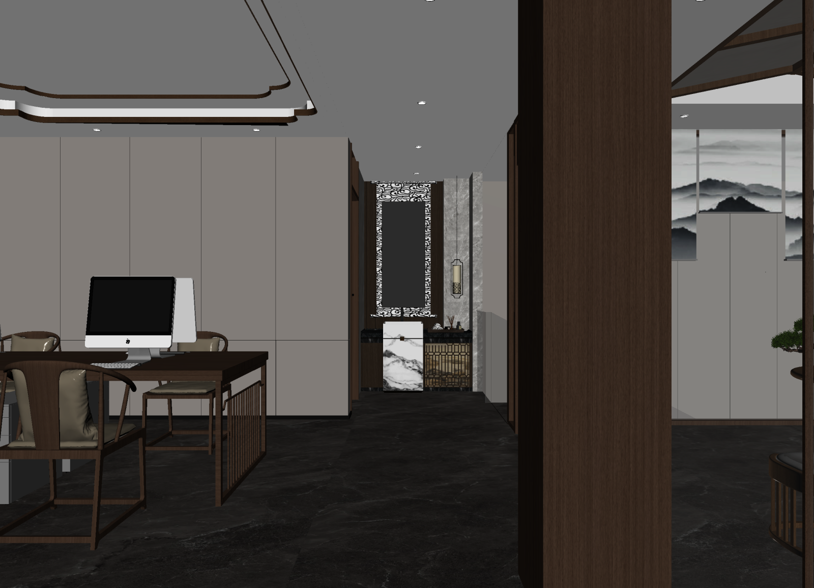 新中式接待室3D模型下载【ID:1214134500】