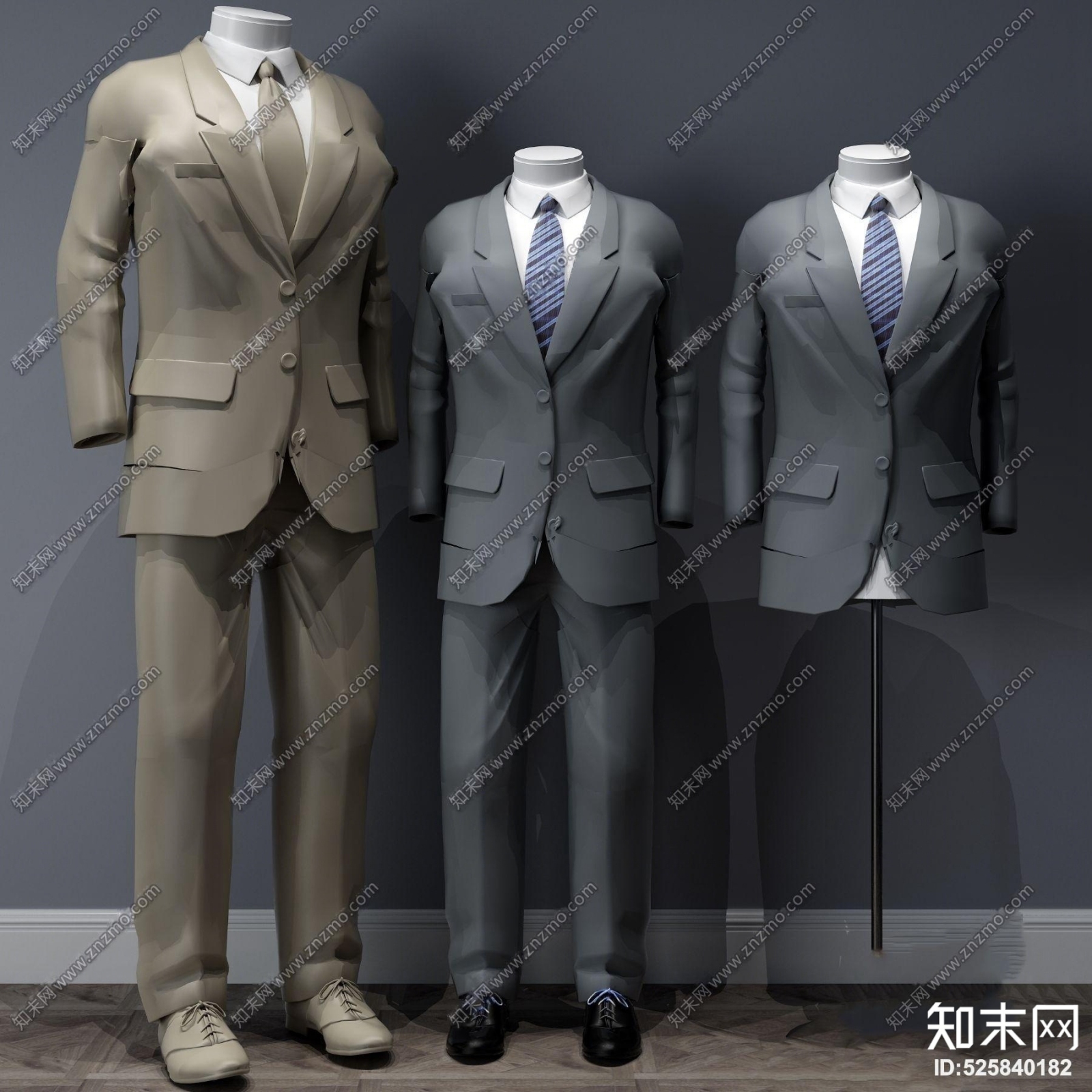 现代男士服装模特3D模型下载【ID:525840182】