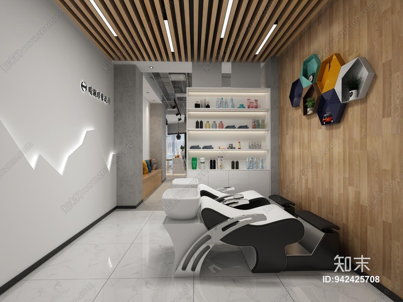 极简性冷淡风格理发店3D模型下载【ID:942425708】