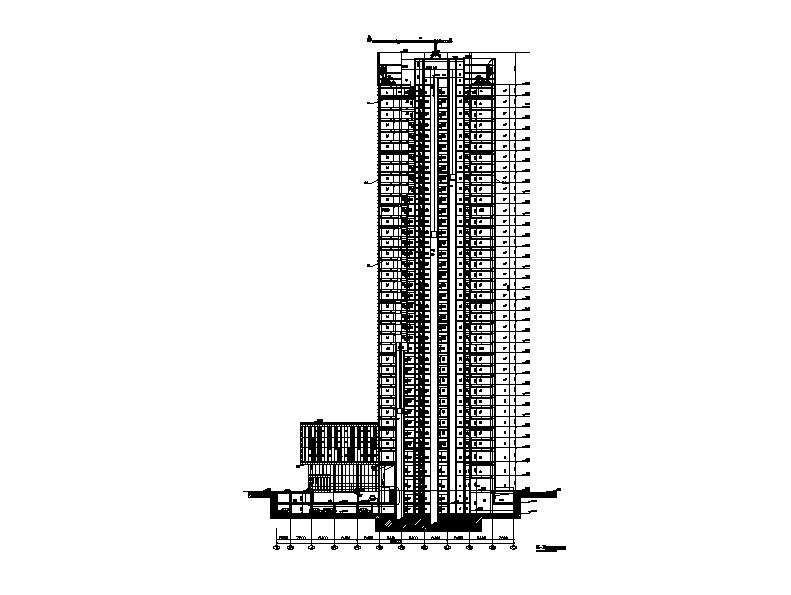 江苏超高层框架核心筒结构塔式办公楼建筑施工图施