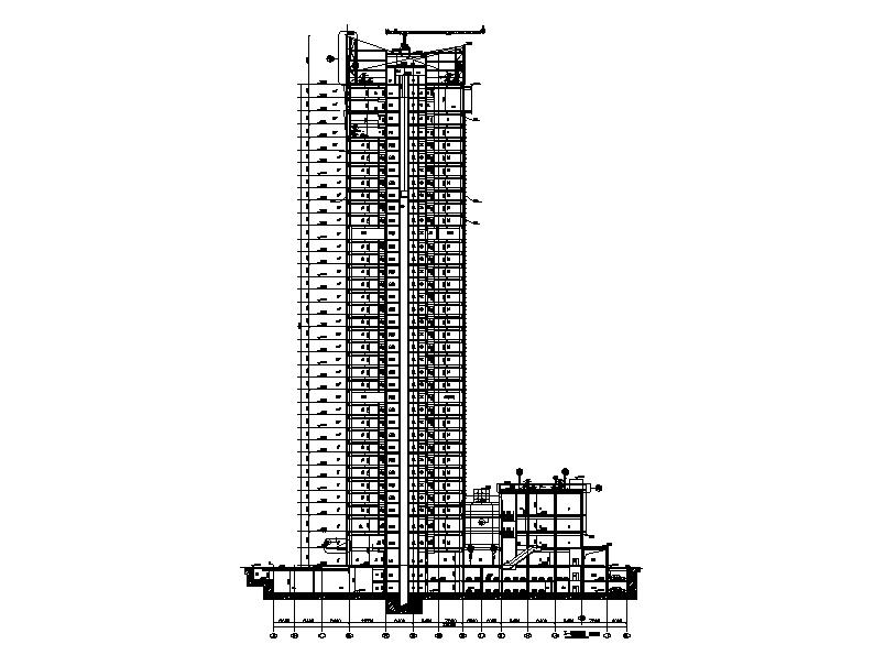 [江苏]超高层框架核心筒结构塔式办公楼建筑施工图施工图下载【ID:166440112】