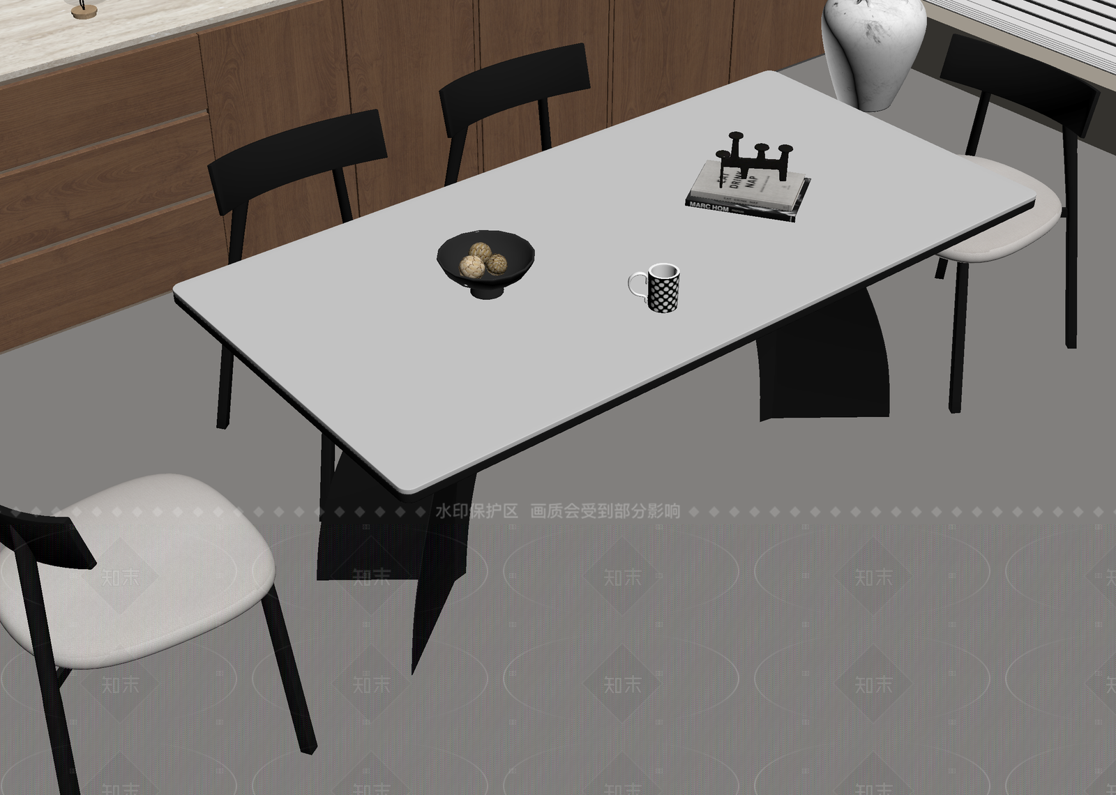 复古餐桌3D模型下载【ID:1214949666】