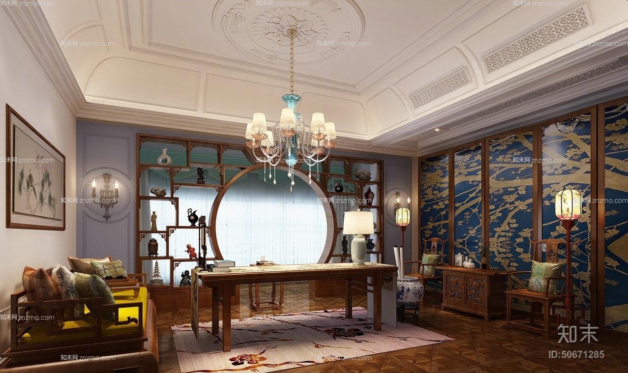 欧式简约彩色塑料吊灯3D模型下载【ID:50671285】