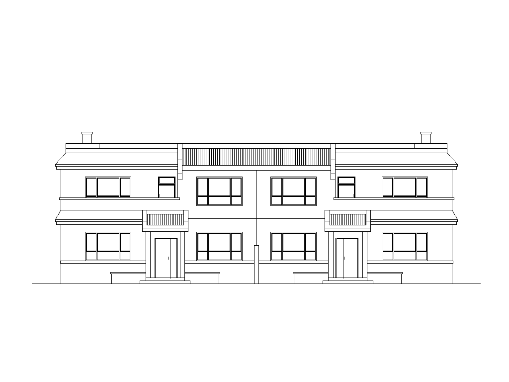 [山西]新农村两户联体式砖混结构二层住宅施工图施工图下载【ID:166308100】