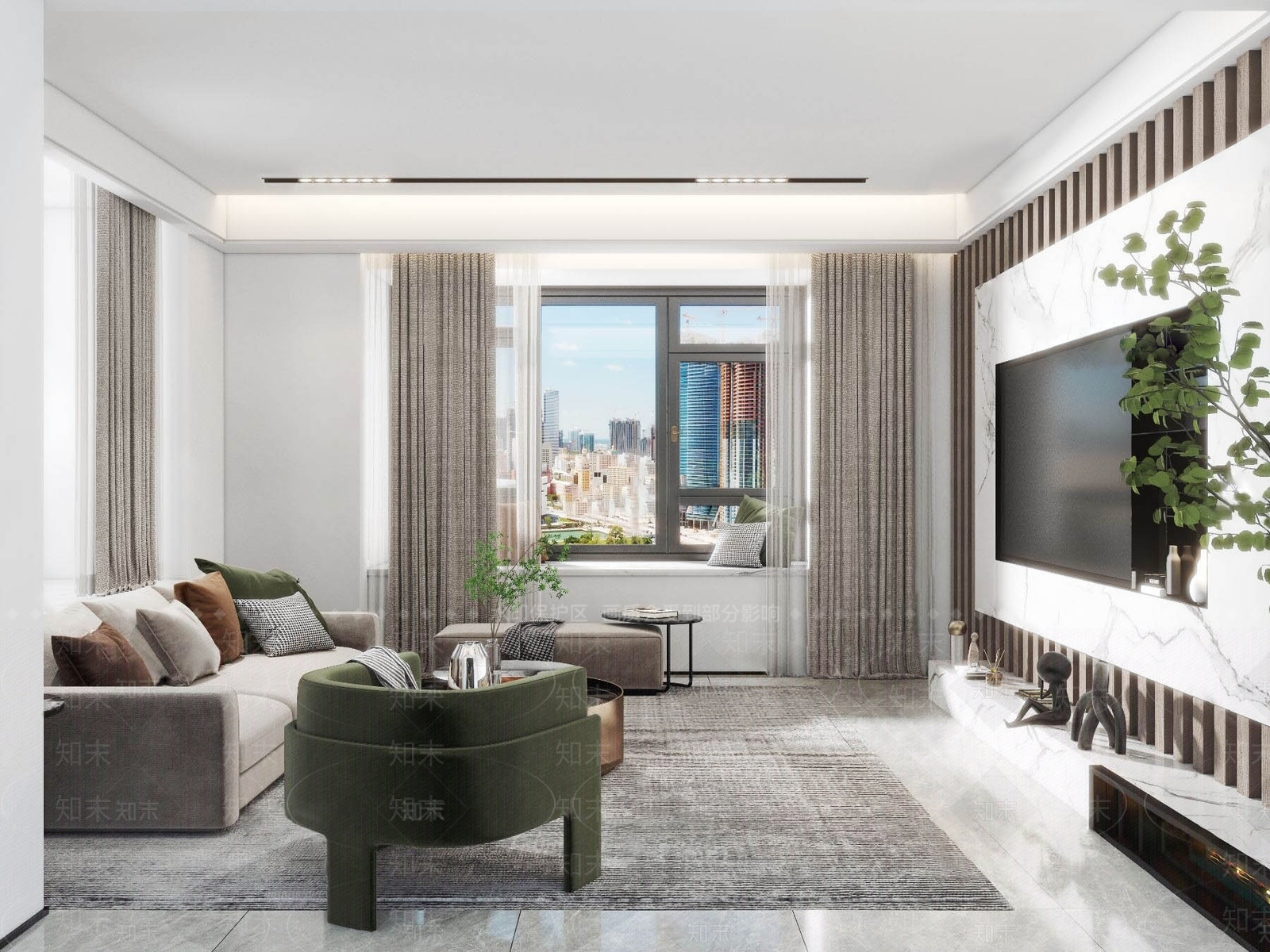 现代客厅3D模型下载【ID:1113614358】