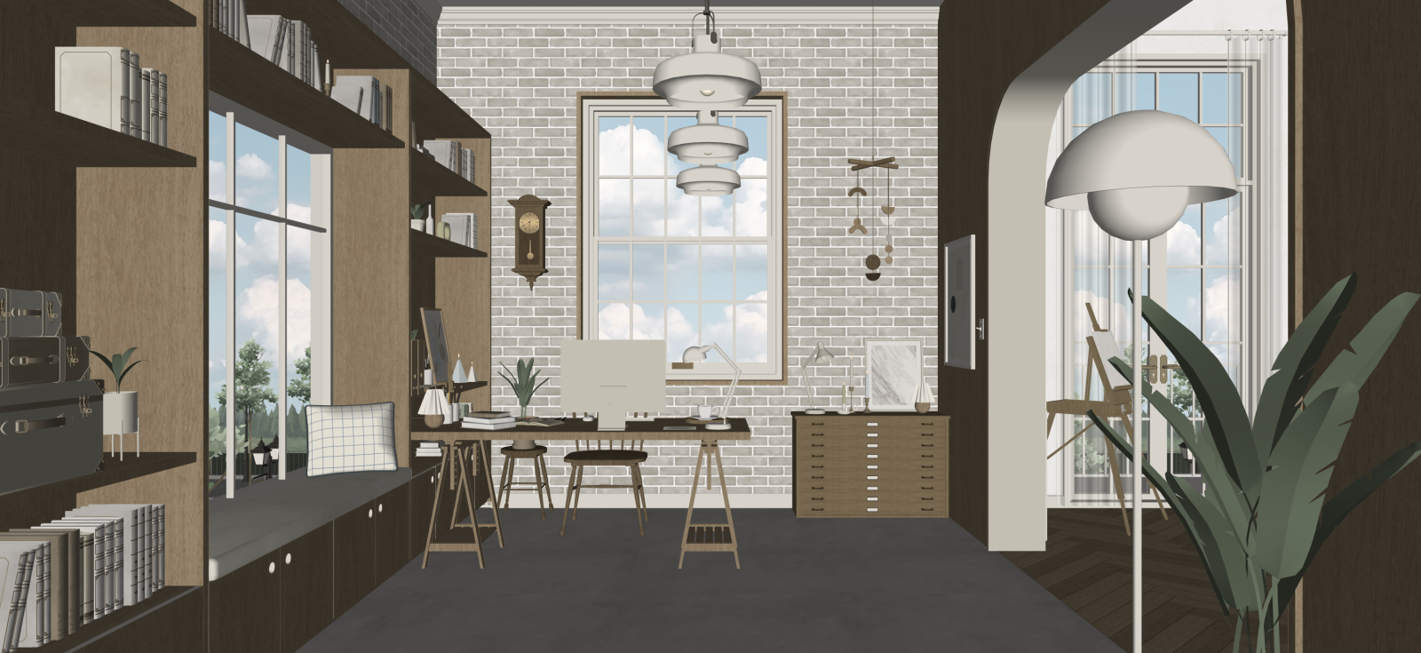 法式工作室SU模型下载【ID:1222337950】