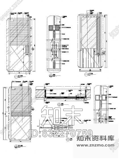 图块/节点现代办公室钢化玻璃门详图施工图下载【ID:832270759】