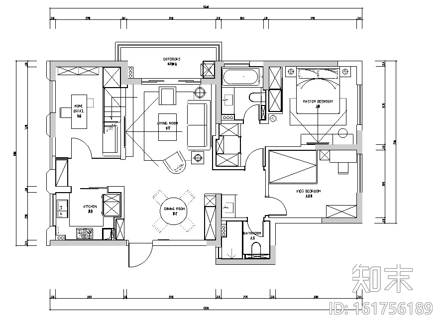 春江彼岸|现代艺术蓝色优雅住宅设计施工图（附效果图...cad施工图下载【ID:161756189】