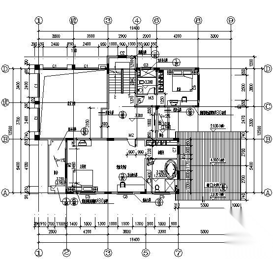 某三层别墅建筑施工图cad施工图下载【ID:149890180】