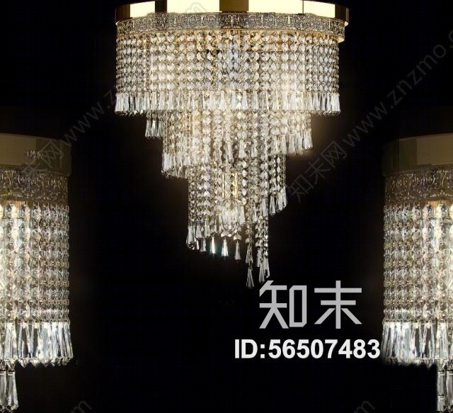 欧式水晶吊灯3D模型下载【ID:56507483】