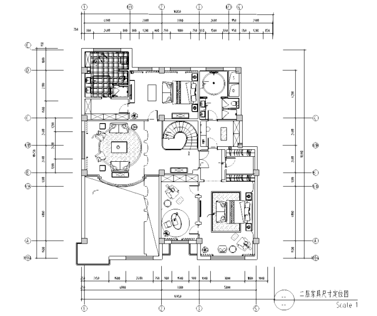 [内蒙古]鄂尔多斯某二层欧式古典豪宅施工图cad施工图下载【ID:161775102】