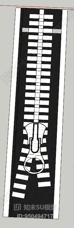 现代风格道路拉锁人行道SU模型下载【ID:950494717】