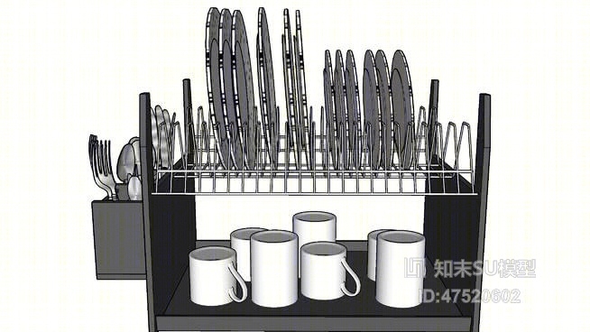 餐具架SU模型下载【ID:318158338】