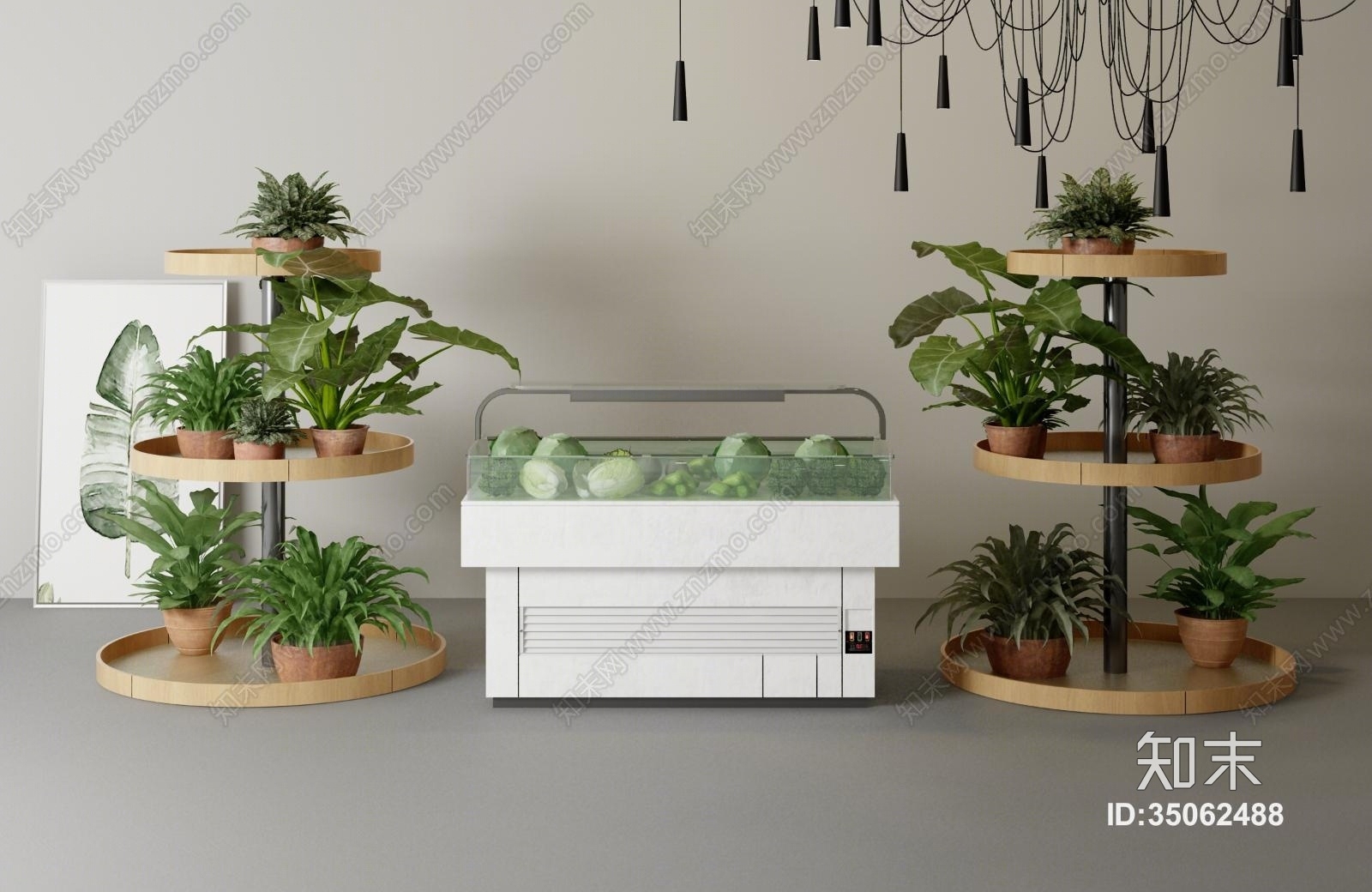 蔬菜植物组合盆栽组合3D模型下载【ID:35062488】