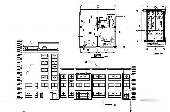 山东省烟台市某六层宾馆建筑方案图cad施工图下载【ID:151536169】