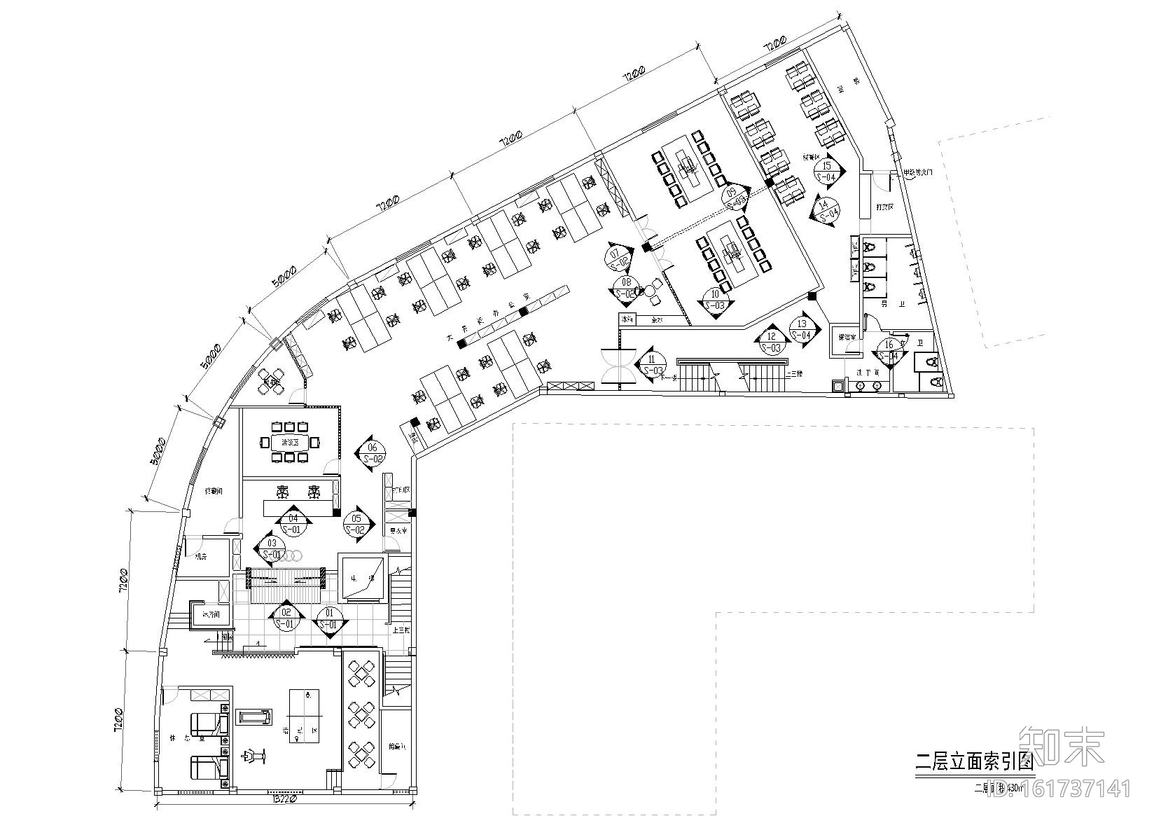 [浙江]利华奥迪办公室室内设计施工图+效果cad施工图下载【ID:161737141】