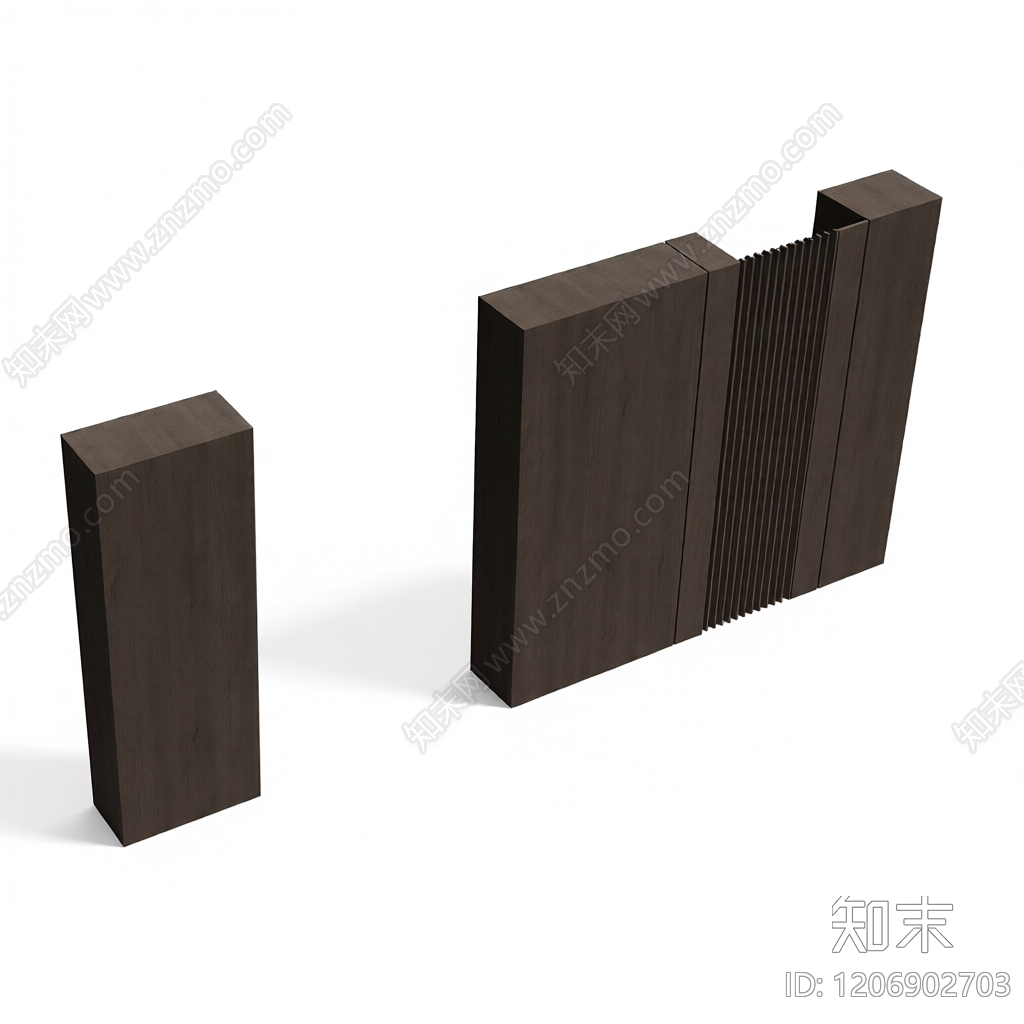 木质隔断装饰板3D模型下载【ID:1206902703】