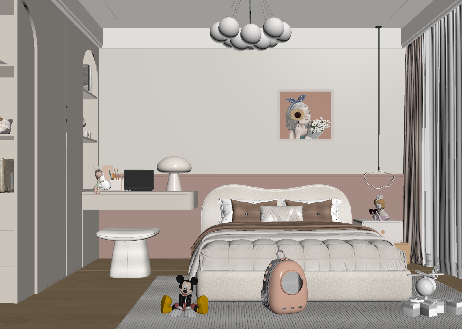 现代通用儿童房3D模型下载【ID:1215093602】