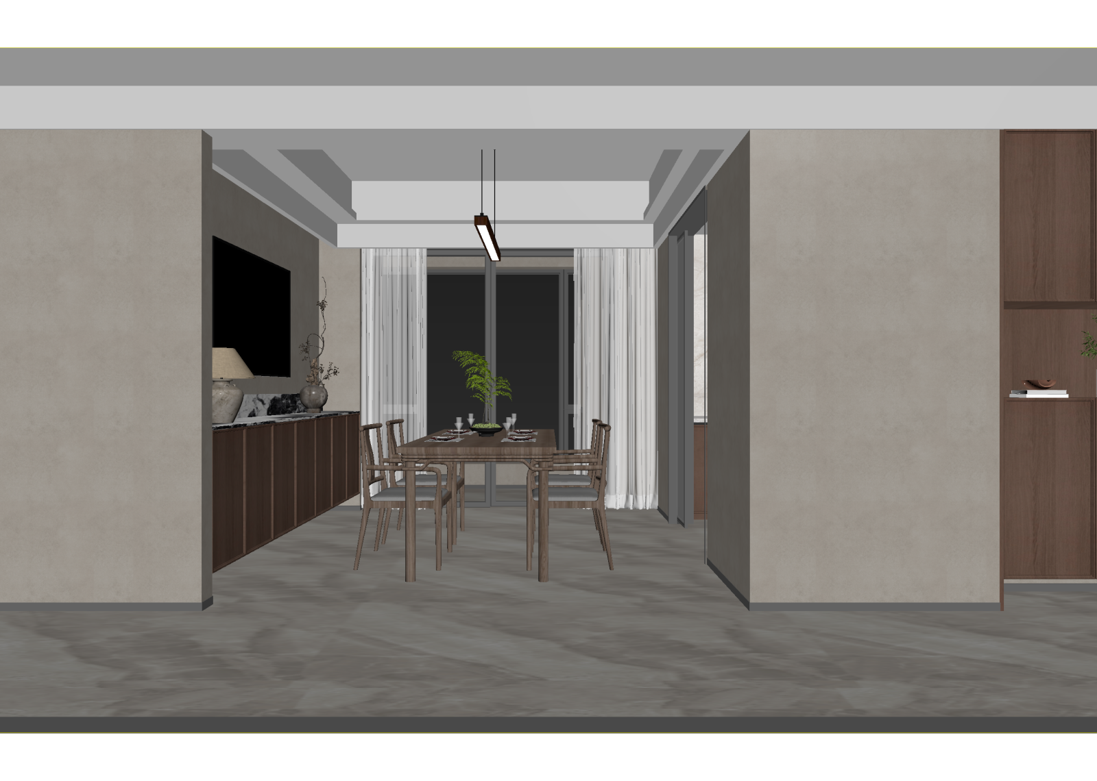 新中式家居餐厅3D模型下载【ID:1215050857】