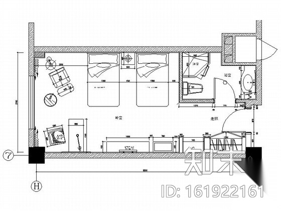 [原创]时尚现代商务酒店客房部分装修图（含效果图）施工图下载【ID:161922161】