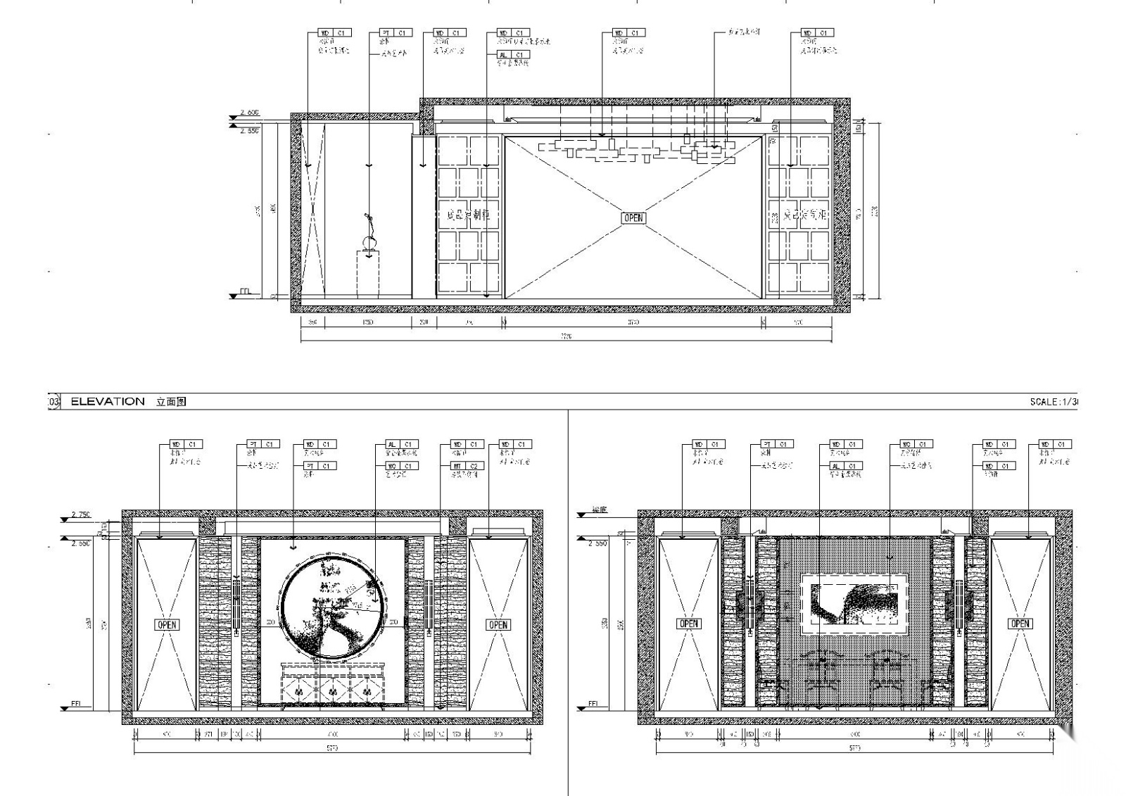 现代中式600㎡新中式三层别墅施工图+效果图施工图下载【ID:160403104】