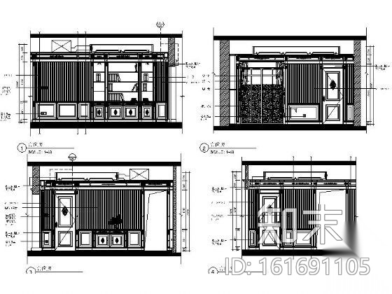 [上海]高档公寓标准层四居样板房施工图cad施工图下载【ID:161691105】