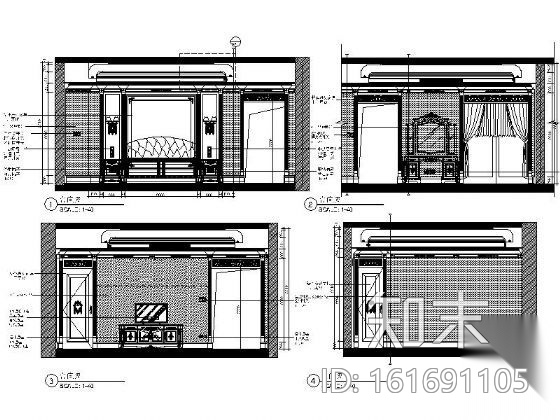 [上海]高档公寓标准层四居样板房施工图cad施工图下载【ID:161691105】