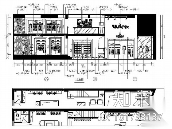 某连锁现代时尚服装店装修施工图（含效果）cad施工图下载【ID:161733128】