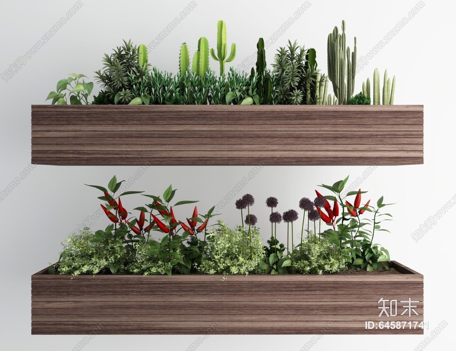 现代绿植池3D模型下载【ID:645871741】