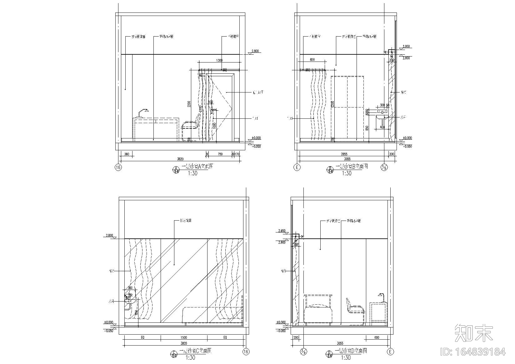 [浙江]杭州爱德医院主副楼室内装饰施工图cad施工图下载【ID:164839184】