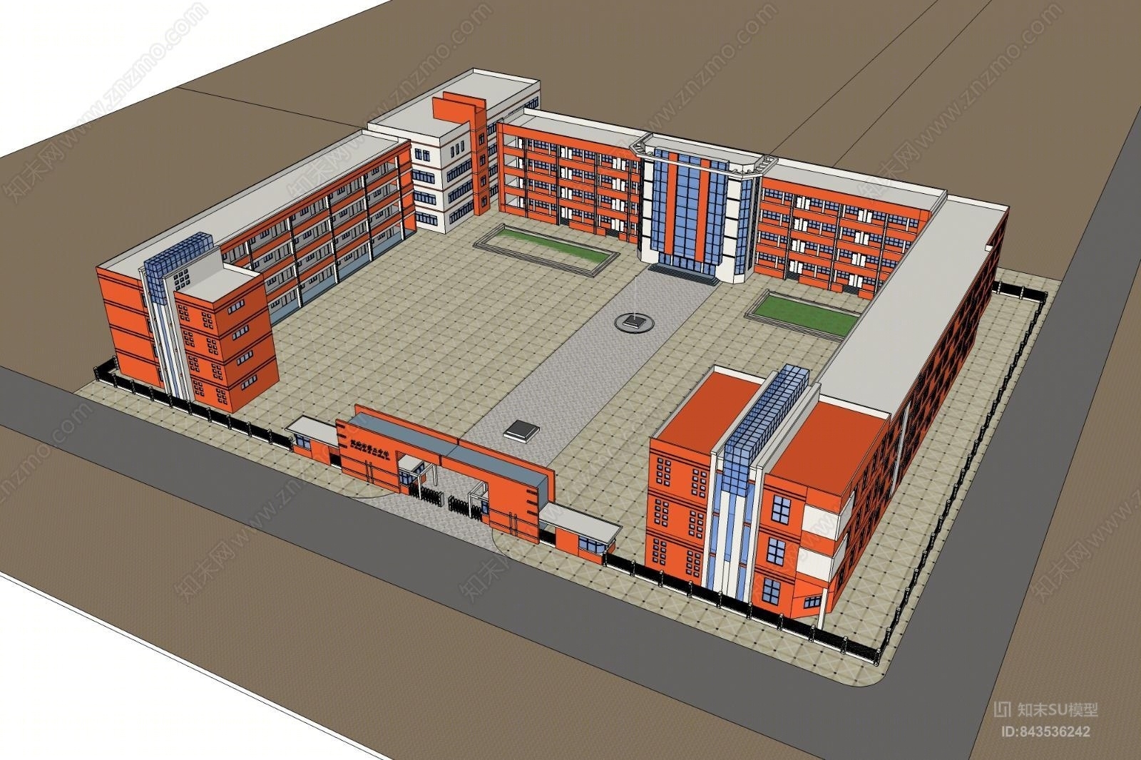 现代学校建筑SU模型下载【ID:843536242】