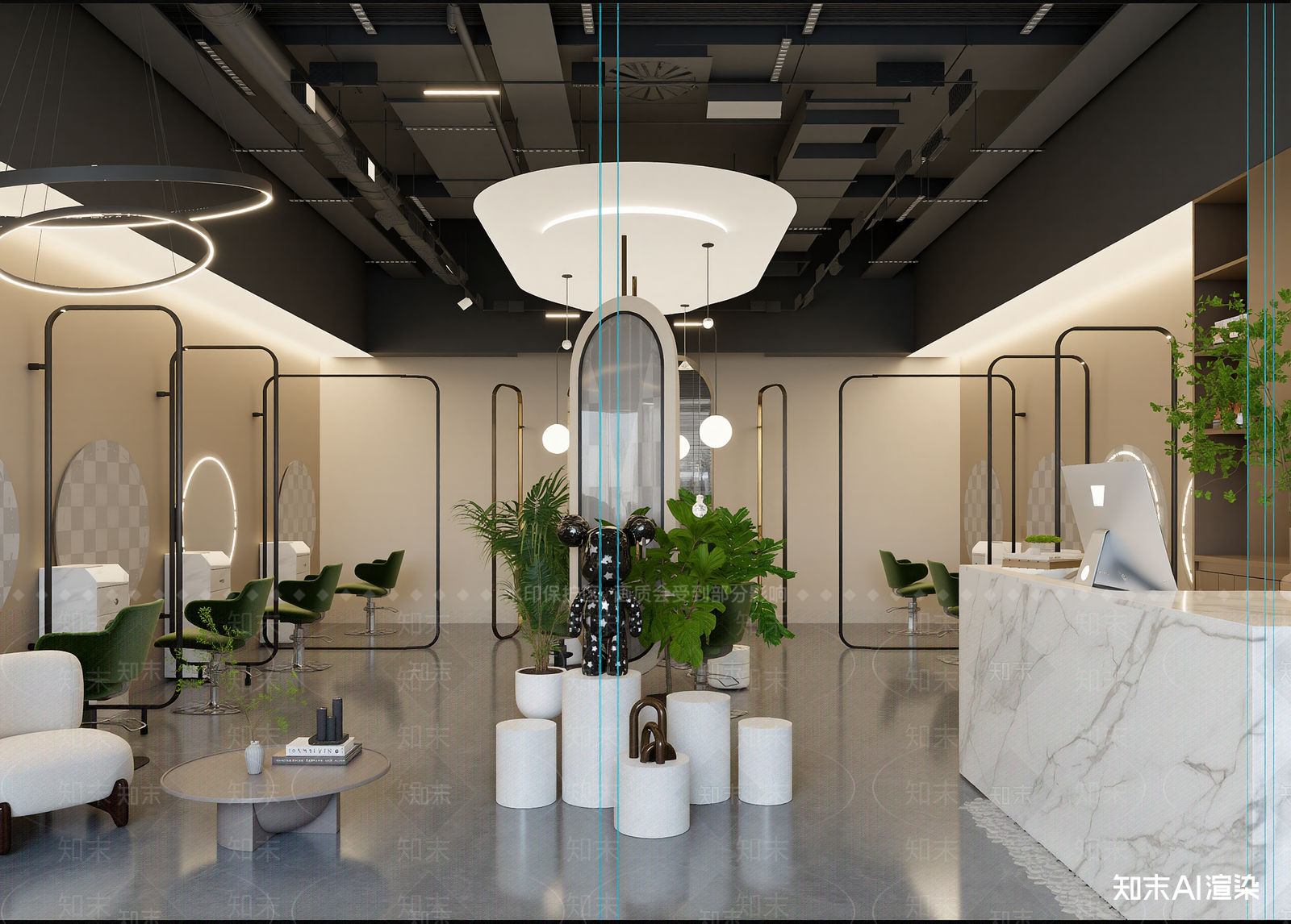 现代美发店3D模型下载【ID:1214677830】